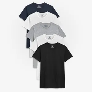 Melhor Venda 95% Algodão 5% Spandex Solid Crew Neck Camisa Crewneck Simples T-shirt dos homens Projeto Camisola Para Os Homens