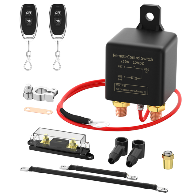 High Power Remote Wireless Relay Switch Remote Battery Disconnect Switch 250A 12V New Condition Car Battery Cut off Switch