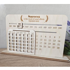 Индивидуальные деревянные резные вечные календари, самодельное украшение для дома и офиса ручной работы, креативные и персонализированные подарки - Product Image 2