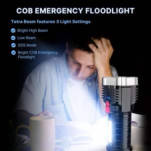Lampe de poche LED de recherche d'urgence rechargeable par USB, super lumineuse, 4 modes, étanche, haute puissance, COB, pour le camping, la pêche - Product Image 5