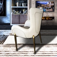 Chaise de salle à manger en cuir de luxe nordique moderne avec pieds en acier inoxydable, dossier haut, idéale pour appartement, maison, école et restaurant