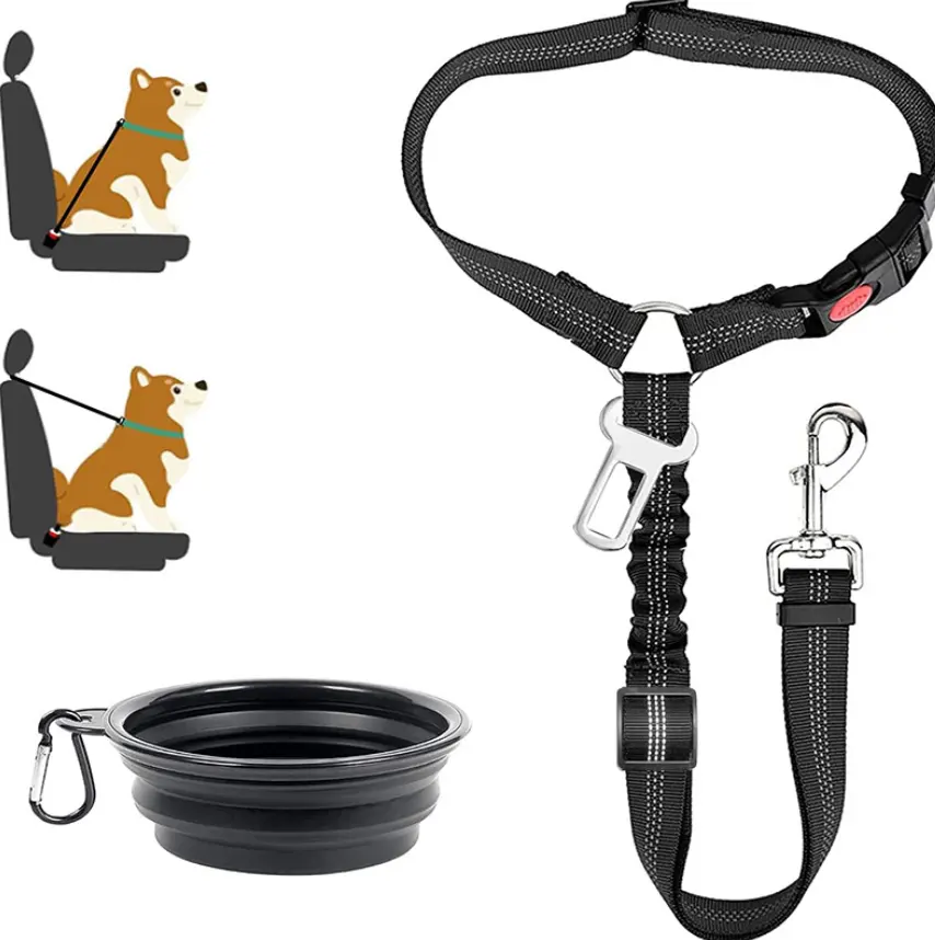 Nuevo anillo de cuerda de seguridad para coche para mascotas, hebilla de Metal ajustable, cinturón de seguridad para perro, cinturón de tracción para asiento trasero de nailon de calidad