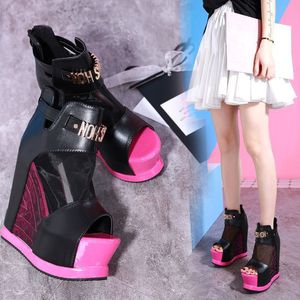 Wholesale Breathable Outdoor Spring Summer Fashion Luxury Brand Designer Women Classic Chunky Wedge High Heels <b>Sandals</b> - Product Image 3