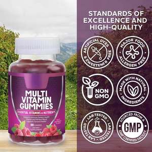 Gomitas Multivitamínicas para Adultos, Soporte Nutricional Diario, Vitaminas para el Sistema Inmunitario A, C, <span class=keywords><strong>D</strong></span>, B12, Botella de 60 Unidades para Mujeres y Hombres - Product Image 5