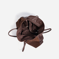 Sac fourre-tout en cuir suédé de luxe discret avec logo personnalisé pour femme, grand sac hobo minimaliste, sac à bandoulière en cuir fendu OEM ODM avec pochette