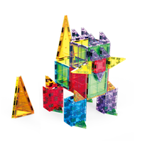 Blocs de construction magnétiques en plastique, 100 pièces, 3,75 cm, boîte portable, ensemble de voyage, fusée spatiale/station de pompiers pour enfants, jouets de relaxation