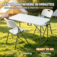 Table pliante en plastique de 120 cm, en stock, pour marché extérieur, stand, décoration de fête, mobilier portable pliable