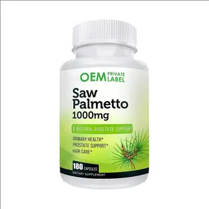 Saw Palmetto Capsules 1000 mg suplemen Herbal untuk pria Formula penopang prostat alami mendukung fungsi urin & prostat