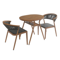 Ensemble de mobilier d'extérieur 2 chaises et table au design moderne, ensemble de jardin 3 pièces tous temps en vente à chaud
