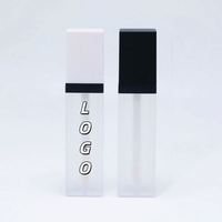 Contenant en plastique pour brillant à lèvres, emballage cosmétique pour rouge à lèvres, tube carré givré de 3 ml, impression sérigraphiée noire, vente en gros