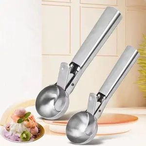 Ice Cream Scooper Stainless Steel Heavy Duty Metal Icecream Spoon Safe Premium Ice Cream Scoop with Trigger