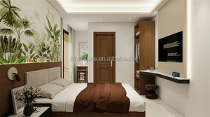 Ensemble de meubles de chambre d'hôtel 3 étoiles moderne, ensemble complet de chambre à coucher avec lit king-size rembourré, canapé, bureau, armoire, ensemble complet pour chambre d'hôtes - Product Image 6
