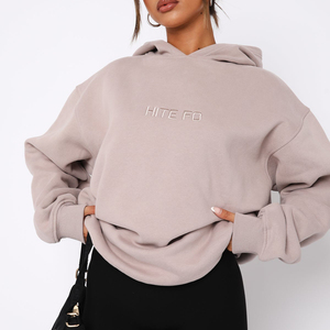 Sweats à capuche surdimensionnés sans ficelle en coton brodé épais et épais avec logo personnalisé de haute qualité pour femmes fabricant de mousse 3D pour femmes - Product Image 1