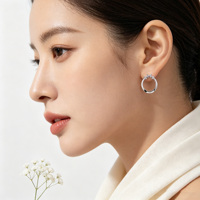 Boucles d'oreilles tendance en argent 925 pour femmes, boucles d'oreilles créoles haut de gamme avec zircon cubique