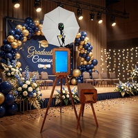 Cabina de Fotos Portátil de Madera de Doble Cara para iPad con Flash Profesional y Pantalla de 18.5 Pulgadas para Eventos de Redes Sociales