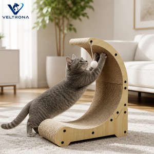 Mondförmiges Verstellbares Langlebiges Katzen-Kratzbrett aus Pappe mit Modernem Design 2-in-1 Bett und Hängebälle für Katzen - Product Image 4