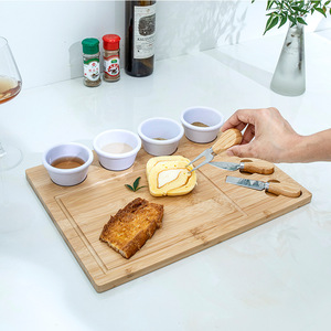 Bamboo Cheese <b>Board</b> With <b>Tools</b> For Serving Cheese And Bread Durable Food Grade Cutting Tray Luxury Retro Style - Product Image 4