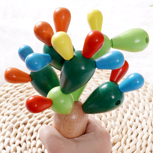 Blocs de construction en bois en forme de cactus pour enfants de 4 à 6 ans, jouet d'éducation précoce, ensemble de jeu d'assemblage de style Montessori - Product Image 1