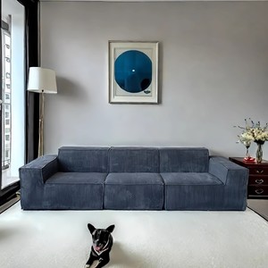 Sofá Italiano Minimalista de Respaldo Alto, Estilo Bloque de Tofu, Sofá de Tela Recto de Una Línea para Sala de Estar - Product Image 4