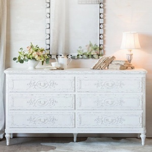 <span class=keywords><strong>Commode</strong></span> en bois blanc vintage française sur mesure avec 6 tiroirs <span class=keywords><strong>et</strong></span> miroir pour la chambre à coucher - Product Image 2