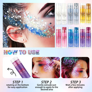บอสูยา ขายส่ง กลิตเตอร์สติ๊ก 6 สี สำหรับแต่งหน้าปาร์ตี้ ใช้ได้ทั้งตา ปาก และแก้ม เจลแข็งแบบสองหัว แต่งหน้าดวงตา - Product Image 4