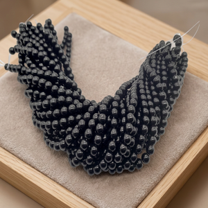 Polished Black Onyx Beads 8mm Round Loose Gemstone Strands for Jewelry <b>Making</b> - Product Image 1
