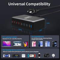 320W Gan Multi-Port Power Station Chargeur portable à charge super rapide pour tablette portable iPhone Adaptateur secteur Desktop-100W