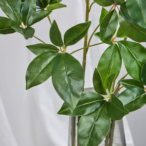 Branche artificielle d'arbre parapluie 75 cm, fausse plante Schefflera Variegata, feuillage vert et blanc, 3 tiges pour la décoration de la maison, du bureau ou du vase - Product Image 6