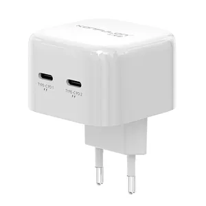 KONFULON 2023 Top Selling 36W Chargers Adapters Dual Type-C Plug Charging Universal Travel Adapters Wall Adapter Charger