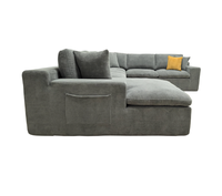 Grand canapé modulaire en forme de U en tissu chenille avec poches de rangement latérales et fonction massage, convertible en lit