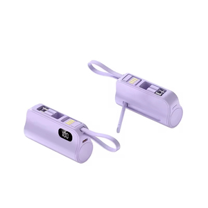 5000 Mah Mini Tail Plug tampilan Digital ponsel berdiri kapsul paket daya ponsel kepala ganda Built-in kabel Power ponsel - Product Image 5