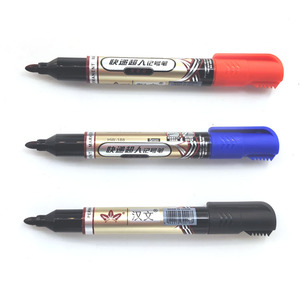 HW-188 Black Red Blue Cheap Large Round Tip Permanent Marker <b>Refillable</b> Oil Ink Paint Marker for Courier - Product Image 4