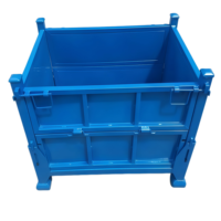 Caisse en acier galvanisé carrée robuste pour transport de palettes, pliable, pour entrepôt