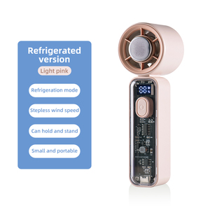 Nouveau ventilateur portable 2026 à vitesse variable (1-100) avec affichage numérique intelligent, corps transparent, refroidissement par glace, batterie 2000 mAh, pour extérieur et voiture - Product Image 1