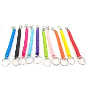 Modische bunte Kunststoff-Feder-Schlüsselanhänger einziehbare Feder-Schlüsselanhänger für Schlüssel oder Taschen oder Kartenhalter