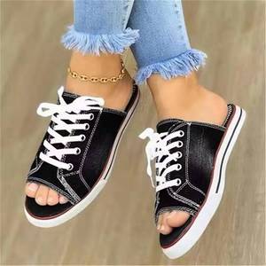 Vendita calda estiva da <span class=keywords><strong>donna</strong></span> in tela Denim con lacci Casual <span class=keywords><strong>sandali</strong></span> piatti taglia <span class=keywords><strong>43</strong></span> moda Anti-scivoloso per la lista dei desideri di Amazon - Product Image 6
