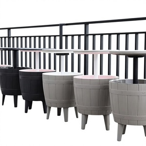 Enfriador de Cerveza y Vino Redondo, Comercial, de Plástico de Grado Alimenticio, Impermeable, de 10 Galones, Moderno, para Exteriores, Patio, Muebles y Mesa Lateral para Jacuzzi - Product Image 3