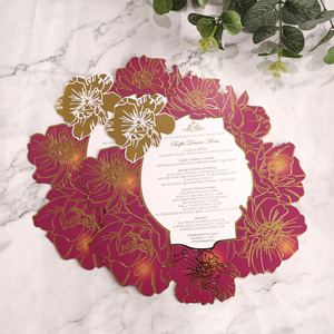 Cartes de <span class=keywords><strong>menu</strong></span> en papier pailleté de grande taille avec motif de fleurs de cerisier, rose, pour hôtel, réception de mariage - Product Image 3