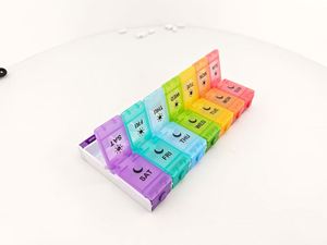 Personnalisation de produits en plastique PP, boîte à pilules de 7 jours de couleur arc-en-ciel, 14 compartiments, boîtes à pilules hebdomadaires, logo personnalisé - Product Image 4