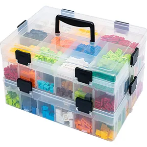 高品质59或118格儿童玩具砖隔层塑料可拆卸储物盒，带可拆卸隔板