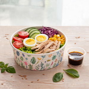 Premium Stackable Leakproof <b>Disposable</b> Biodegradable Recyclable Brown Kraft Round 750ml 1000ml 1300ml Paper <b>Rice</b> Salad <b>Bowls</b> - Product Image 2