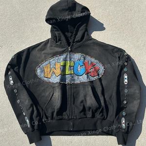 Sudadera con Capucha Estilo Streetwear Desgastada, Lavado Ácido, de Alta Calidad, 600 Gsm, Peso Pesado, Fabricación Personalizada - Product Image 1