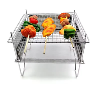 Grille de cuisson extérieure portable en acier inoxydable 304, foyer, mini barbecue pliable pour le camping