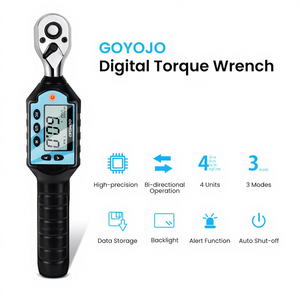 Kunci Torsi Digital DIY Baru 1/2" 3/8" 1/4" Kepala Ratchet Dua Arah Alat Perbaikan yang Dapat Disesuaikan Gagang Anti Selip Bahan Alloy - Product Image 2