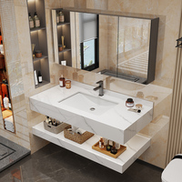 Nouveau placard commode miroir flottant Led armoire murale ensemble marbre salle de bain vanités avec évier et miroirs pour hôtel salle de bain