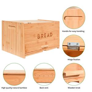 Youlike Nature Bamboo Bread <b>Storage</b> Container with Cutting Board Bread Organizer Kitchen Counter Top for Storing Bread Fruits - Product Image 4