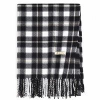 Écharpe Châle Hiver Chaude et Épaisse Réversible en Polyester avec Franges et Pompons Couleur Unie 200x65cm pour Femme – Vente en Gros