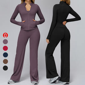 Vêtements de sport pour femmes OEM, vestes de sport, vêtements de gym, vêtements de yoga, leggings évasés de course à pied, pantalons de yoga, ensembles de fitness pour femmes - Product Image 1