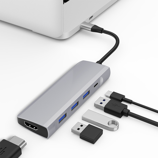 5in1 USB 3.0 Hub Ultra-Slim Data USB Splitter hdmi Hub with 3USB3.0+PD+4K HDMI for Book Laptop Surface PS4 Drive Flash Drive