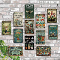 Letrero Metálico Plano para Amantes de las Plantas, Decoración de Pared con Diseño Floral Retro de Chica Pin-up, Impresión 2D, para Jardín o Invernadero